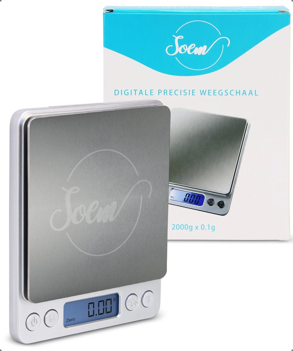 SOEM® Keukenweegschaal Digitaal Met Weegbakjes – Compacte Precisie Weegschaal 0.1 Gram – Koffie Weegschaal – RVS Weegschaal – Tarra Functie 1 SOEM® Keukenweegschaal Digitaal Met Weegbakjes – Compacte Precisie Weegschaal 0.1 Gram – Koffie Weegschaal – RVS Weegschaal – Tarra Functie
