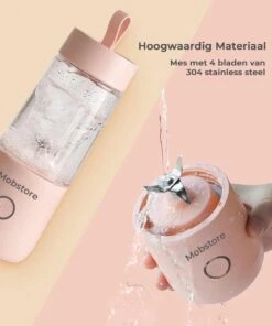 Merkloos Draagbare Mini Blender - Blender To Go - Blender Smoothie - USB Oplaadbaar - Draadloos - Compact - Mini Smoothie Maker - Oplaadbare Blender - Smoothies - Fruit - Mixer - Blender - Roze - 350ml -Merkloos Winkel 1001x1200 30