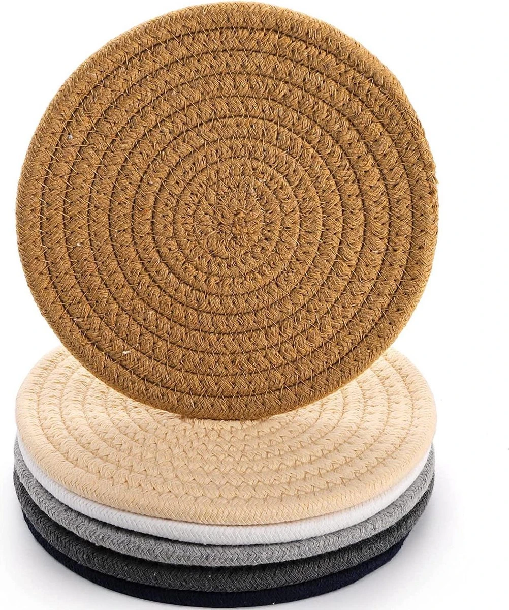 Pannen Onderzetters 6 Stuks - Katoen Geweven - Hittebestendig - Pannenonderzetter 4 Pannen Onderzetters 6 Stuks - Katoen Geweven - Hittebestendig - Pannenonderzetter - Afbeelding 4