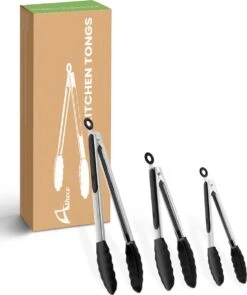 Alheco 3 Siliconen Serveertangen - BBQ Tang - Vleestang - Keukentang - Zilver/zwart -Merkloos Winkel 1004x1200