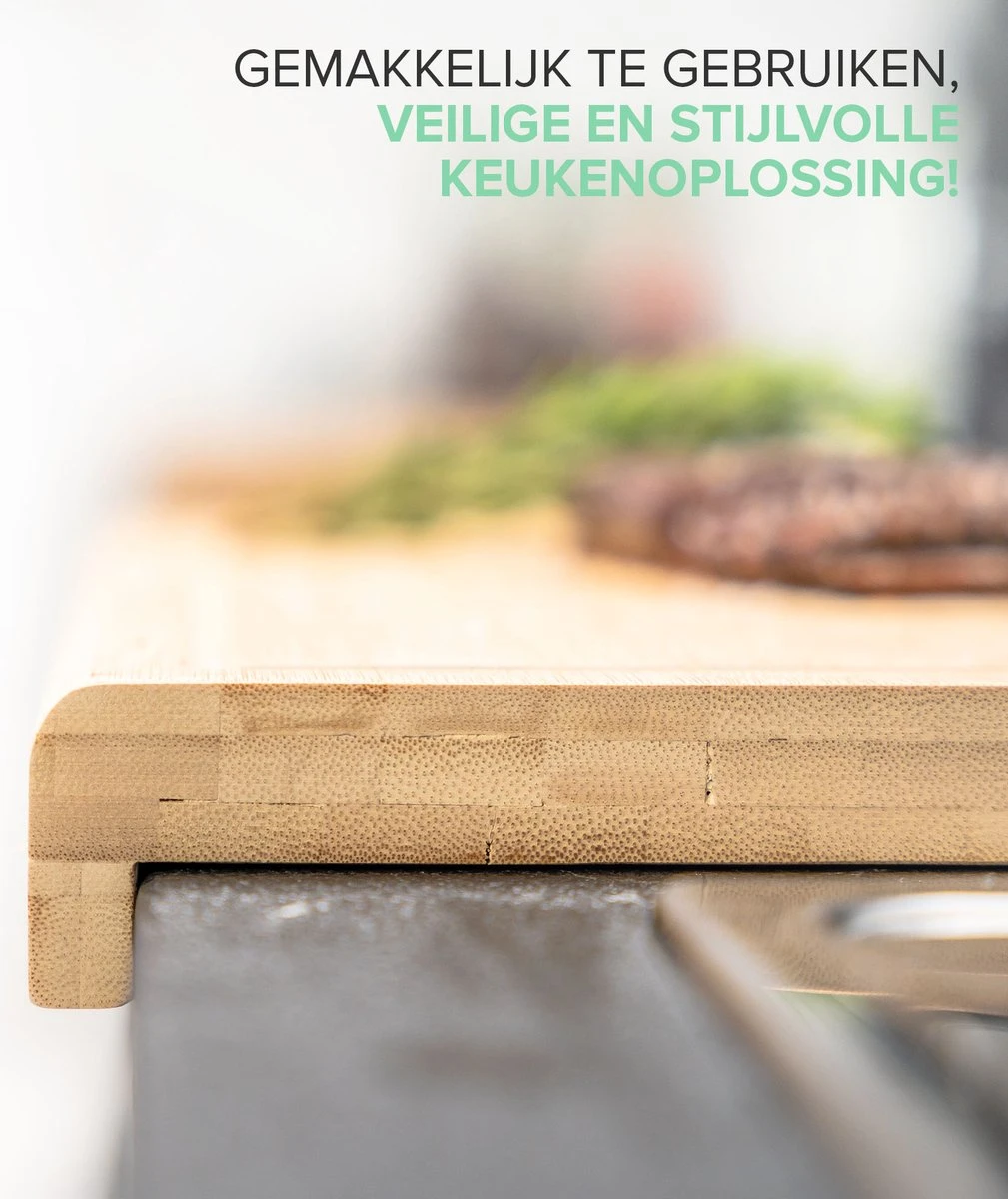 Houten Snijplank Coninx Voor Werkblad Of Tafel | Snijplank Met Steunrand En Sapgroef | 45x30CM | 2,5CM Dik | Bamboe 5 Houten Snijplank Coninx Voor Werkblad Of Tafel | Snijplank Met Steunrand En Sapgroef | 45x30CM | 2,5CM Dik | Bamboe - Afbeelding 5