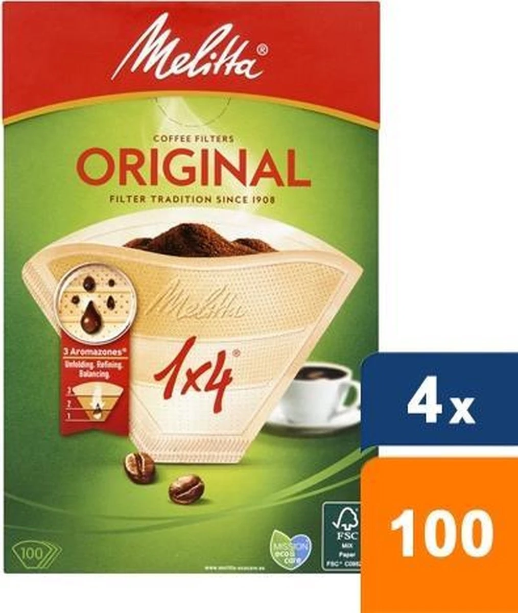 Melitta - Koffiefilters Original 1x4 Bruin - 4x 100 Stuks 1 Melitta - Koffiefilters Original 1x4 Bruin - 4x 100 Stuks