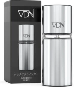 Nootmuskaatmolen – RVS – Met Voorraadruimte Voor 4 Muskaatnoten - Verse Nootmuskaat Bereiden – VDN