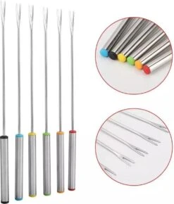 Fonduevorken - RVS - 6 Stuks - Verschillende Kleuren