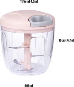 Doogo® Groentesnijder Met Trekkoord – Hakmolen – 900 ML – Groentehakker – Kruidenmolen – Uiensnijder – Pink -Merkloos Winkel 1023x1200 4