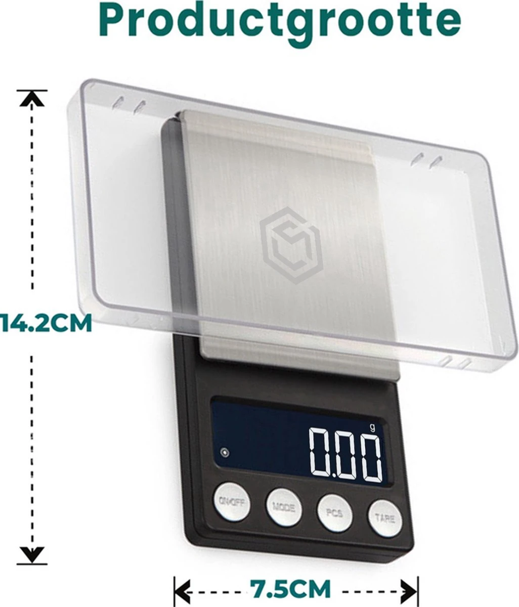 Ease Electronicz Digitale Mini Precisie Keukenweegschaal - 0,01 Tot 500 Gram - 14.2 X 7.5 Cm - Pocket Scale Op Batterij - Weegschaal Keuken 2 Ease Electronicz Digitale Mini Precisie Keukenweegschaal - 0,01 Tot 500 Gram - 14.2 X 7.5 Cm - Pocket Scale Op Batterij - Weegschaal Keuken - Afbeelding 2