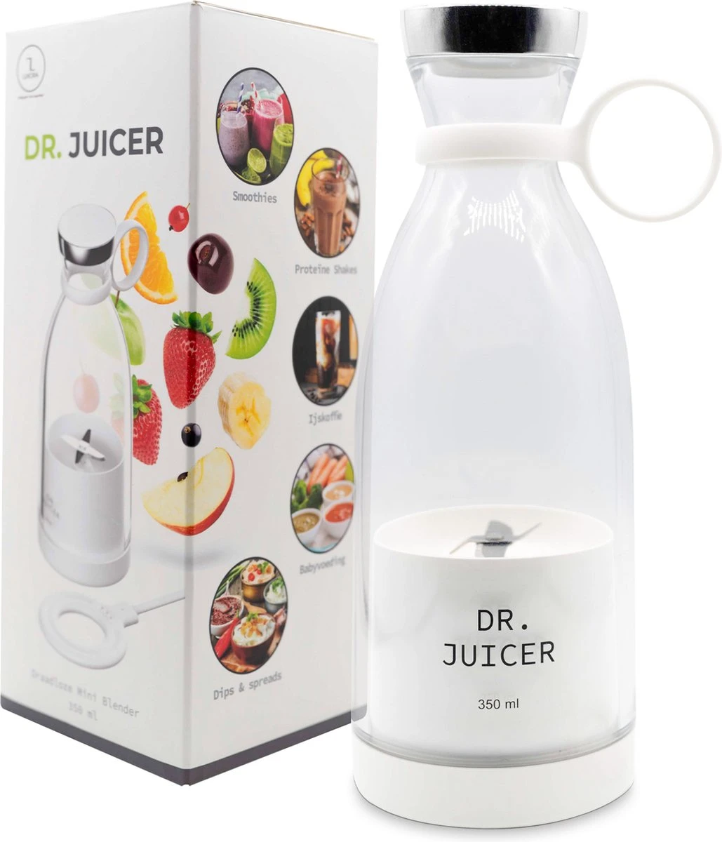 Dr.Juicer - Mini Blender – Smoothie Maker – Draagbaar – Draadloos En USB-oplaadbaar – 350 Ml – Wit 1 Dr.Juicer - Mini Blender – Smoothie Maker – Draagbaar – Draadloos En USB-oplaadbaar – 350 Ml – Wit