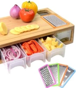 HUISSON Luxe Houten Snijplank XXL Met 5 Opvangbakken En 4 Raspen 50 X 27 X 10 Cm Groentesnijder Keukengerei Snijplank Hout BBQ -Merkloos Winkel 1032x1200 2