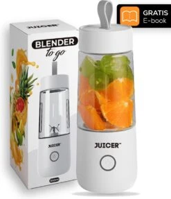 JUICER™ Original Smoothie Maker / Compact Blender - Draagbare Blender Op Batterij / Accu – USB Oplaadbare Draagbare Mini Blender To Go – 350ml - Wit