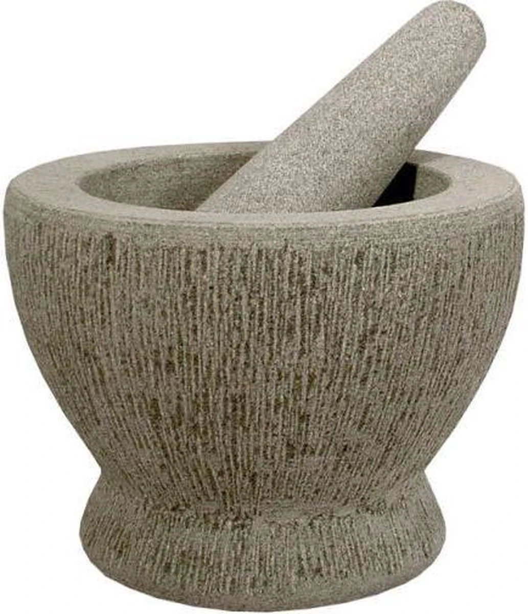 Svenska Living Vijzel Met Stamper - Grijs - Graniet - 16 Cm 4 Svenska Living Vijzel Met Stamper - Grijs - Graniet - 16 Cm - Afbeelding 4