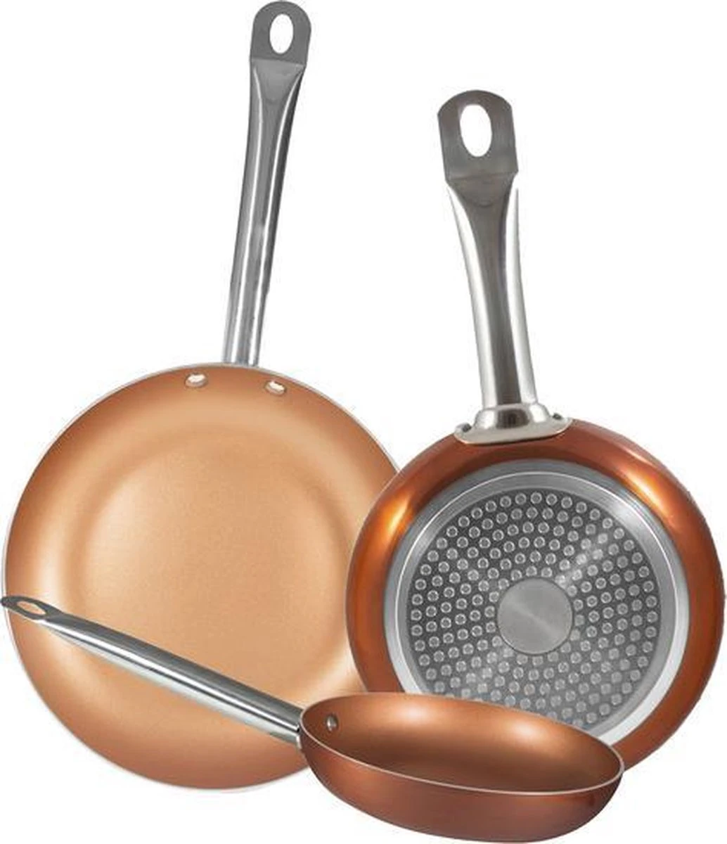Merkloos Koekenpanset Copper Plus 20, 24 En 28 Cm 3 Merkloos Koekenpanset Copper Plus 20, 24 En 28 Cm - Afbeelding 3
