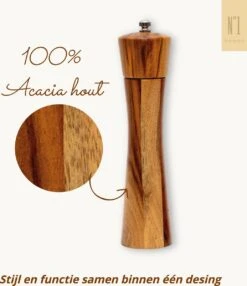 Peper En Zoutmolen Set - 22CM - Pepermolen - Zoutmolen - 2 Stuks - Acacia Hout - Instelbare Maalgraad - Duurzaam - Luxe Kwaliteit - Hervulbaar - Barbecue - BBQ Accesoires - Zout Peper Kruiden - Sinterklaas - Kerst -Merkloos Winkel 1036x1200