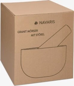 Navaris Vijzel Met Stamper Van Graniet - Granieten Vijzel Voor Kruidenmixen, Pesto En Dips - Set Inclusief Stamper Voor Fijnmalen - Ø 12 Cm -Merkloos Winkel 1045x1200