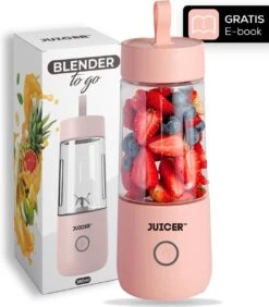 JUICER™ Original Smoothie Maker / Compact Blender - Draagbare Blender Op Batterij / Accu – USB Oplaadbare Draagbare Mini Blender To Go – 350ml - Pink