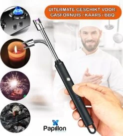 Merkloos Papillon - Lange Elektrisch Aansteker - USB Oplaadbaar - Flexibele Aansteker - Gasfornuis - Kaarsjes - BBQ - Zwart -Merkloos Winkel 1082x1200 7