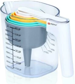 Alpina Maatbeker Set 9-delig Tot 1 Liter (Inclusief Trechter En Roerstaaf) - Measuring Cups & Spoons - Stapelbaar - Modern Design -Merkloos Winkel 1082x1200 9