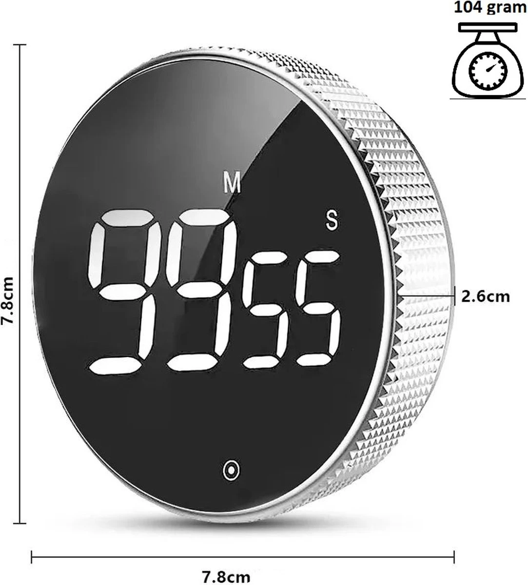 Merkloos Digitale Kookwekker Zilver Van METU-Online - Smart Timer - LED Display - Magnetisch Met Handige Draaiknop - Barbecue Kookwekker Magneet - BBQ Wekker 6 Merkloos Digitale Kookwekker Zilver Van METU-Online - Smart Timer - LED Display - Magnetisch Met Handige Draaiknop - Barbecue Kookwekker Magneet - BBQ Wekker - Afbeelding 6