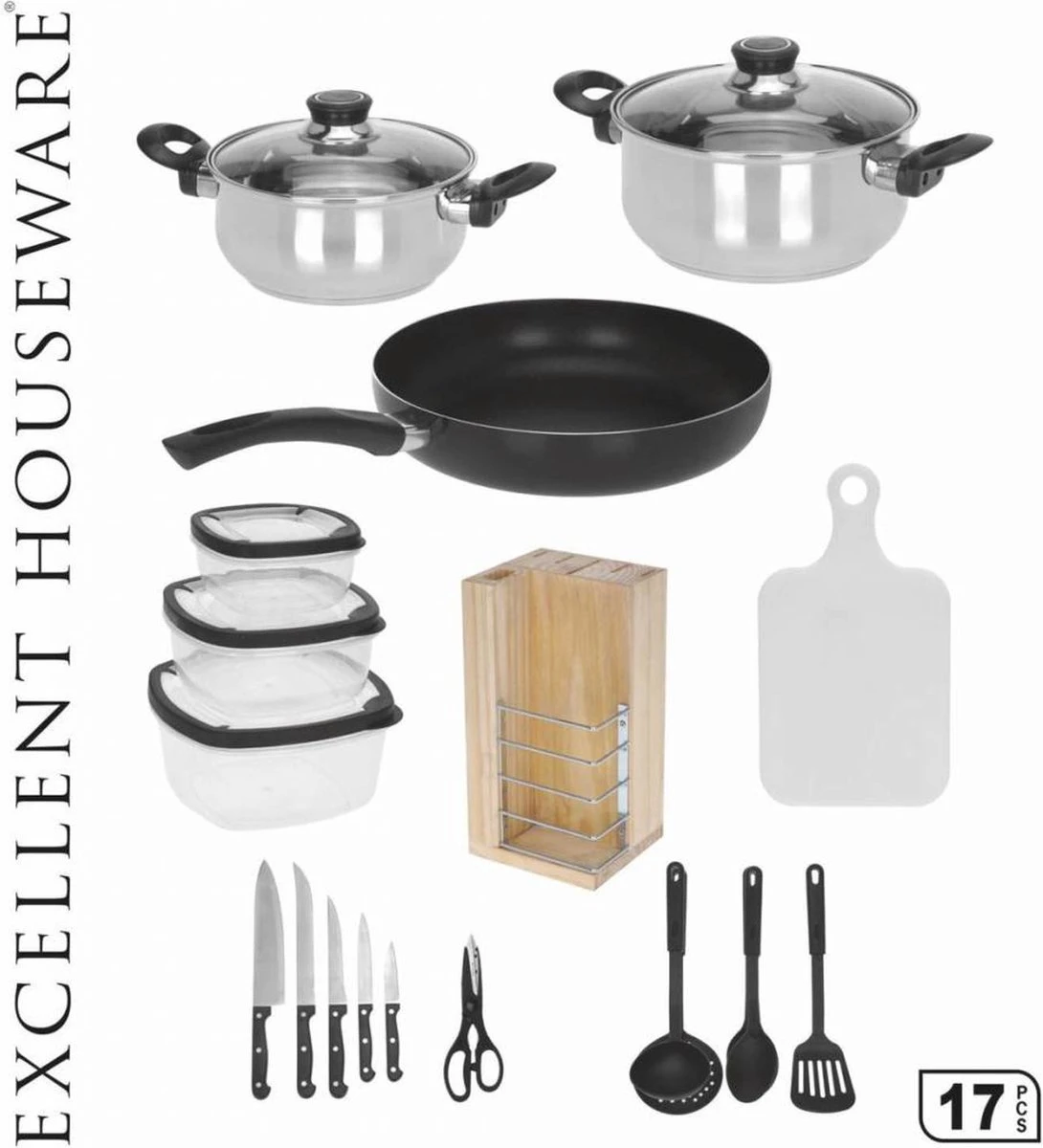 Excellent Houseware 18-delige Keukenset - RVS 1 Excellent Houseware 18-delige Keukenset - RVS