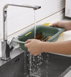 Waterval Gootsteenzeef Uitschuifbaar Vergiet Keuken – Wassen Groente En Fruit – Afgieten Pasta Hulpmiddel - Donkergrijs -Merkloos Winkel 1093x1200 4