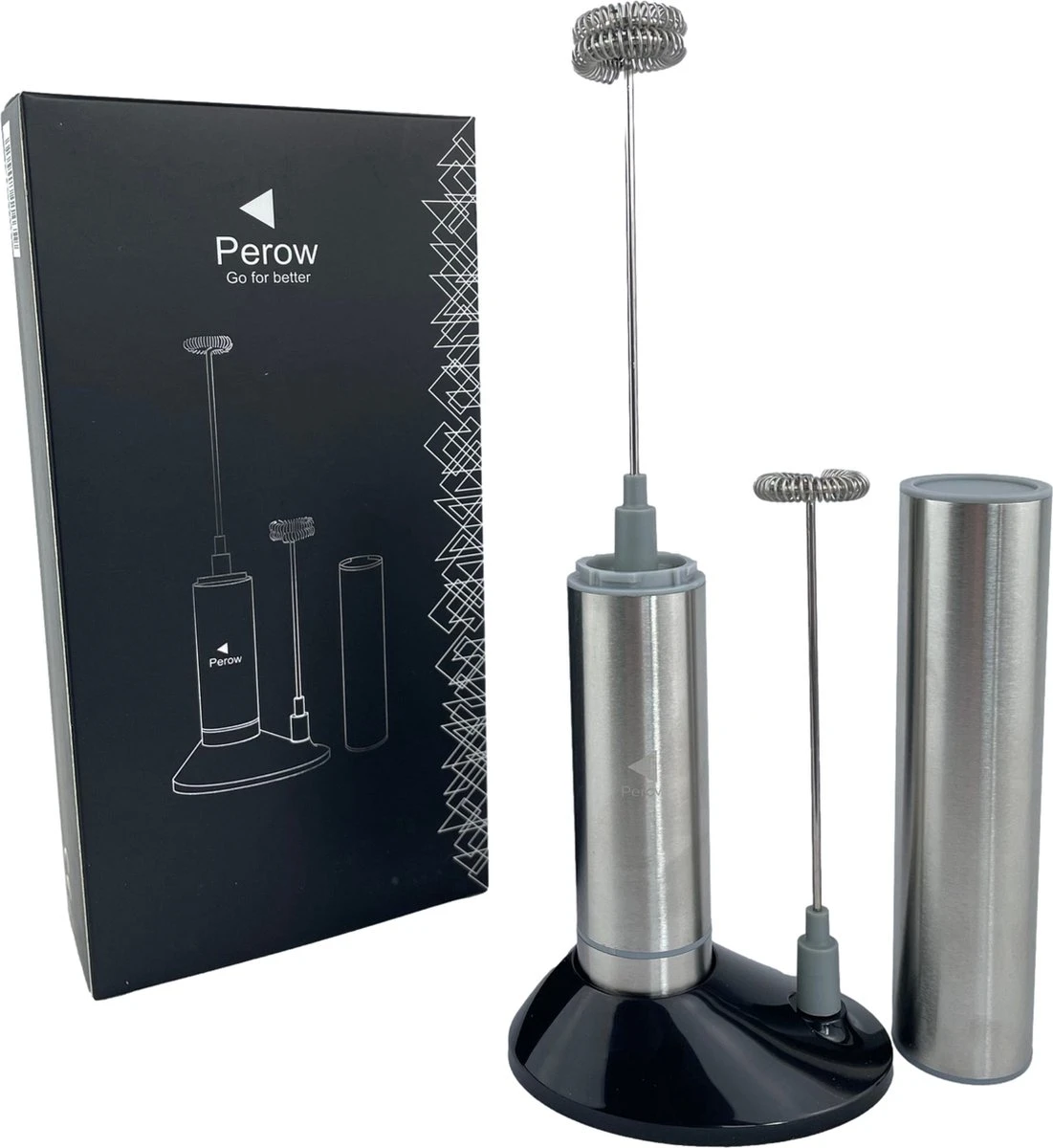 Perow Elektrische Melkopschuimer - Handmatige Melkschuimer - Melkopklopper - Zilver - RVS - Inclusief Batterijen 1 Perow Elektrische Melkopschuimer - Handmatige Melkschuimer - Melkopklopper - Zilver - RVS - Inclusief Batterijen