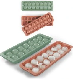 Blumtal Bollen IJsblokjesvorm - 2 X 14 IJsblokjes - Hoogwaardig Siliconen - 28 Stuks - 3 Cm - Olive - Groen / Mineral Red - Rood