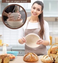 XYZ Goods - Rijsmandje Inclusief Deegkleed, Deegschraper, Broodmes, Oliekwast - Voor Brood Bakken Rijsmand - Banneton - Rijsmandje Broodbakken - Rijsmandje Rond - Ø 23 Cm - Complete Broodbak Set -Merkloos Winkel 1104x1200 1