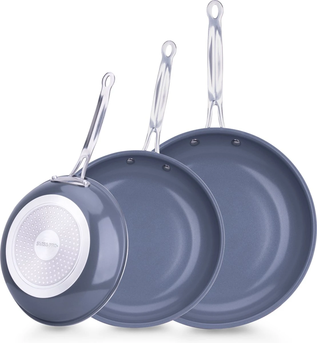 Swiss Pro+ - Koekenpannenset - 3 Delig - Keramisch - Inductie - Milieuvriendelijk - PFAS - PFOA Vrij - Sapphire Green 1 Swiss Pro+ - Koekenpannenset - 3 Delig - Keramisch - Inductie - Milieuvriendelijk - PFAS - PFOA Vrij - Sapphire Green