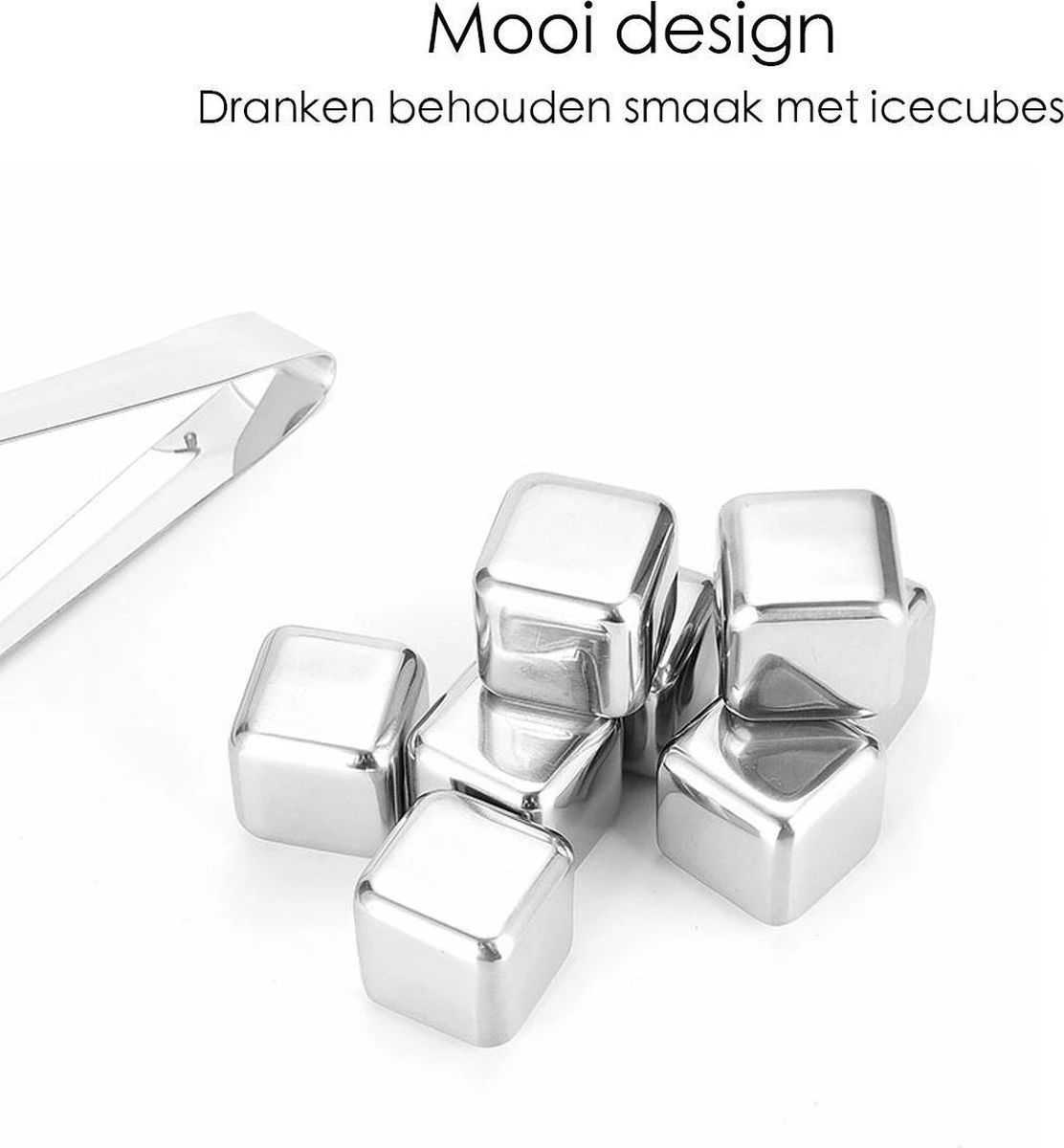 IGOODS Whiskey Stones Set (8 Stuks) Incl. Tang - Whisky Stenen - RVS - Herbruikbare Ijsblokjes - Icecubes Met Tang 8 Stuks 6 IGOODS Whiskey Stones Set (8 Stuks) Incl. Tang - Whisky Stenen - RVS - Herbruikbare Ijsblokjes - Icecubes Met Tang 8 Stuks - Afbeelding 6