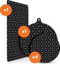 Louvera Inductie Beschermer Set – Afdekplaat Voor Kookplaat – 6 Stuks – Inductie Mat – Onderzetter - Rond - Rechthoek - Hittebestendig Tot 260 ºC