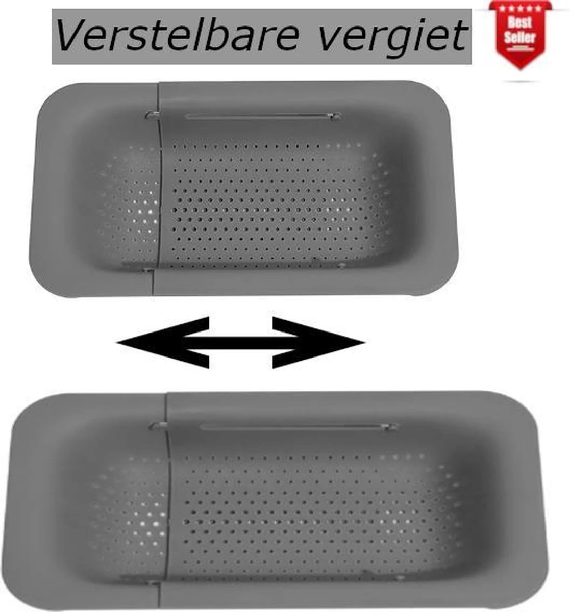 Verstelbare Keuken Vergiet/zeef | 36 Tot 50 Cm Uitschuifbaar | Vergiet Voor Gootsteen | Zeef Keuken | Keukengerei | Kunststof | Grijs 1 Verstelbare Keuken Vergiet/zeef | 36 Tot 50 Cm Uitschuifbaar | Vergiet Voor Gootsteen | Zeef Keuken | Keukengerei | Kunststof | Grijs