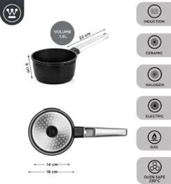 Westinghouse Performance Series - Steelpan Inductie 18cm - Zwart - Geschikt Voor Alle Warmtebronnen Inclusief Inductie En Ovenbestendig - Sauspan -Merkloos Winkel 1120x1200 2