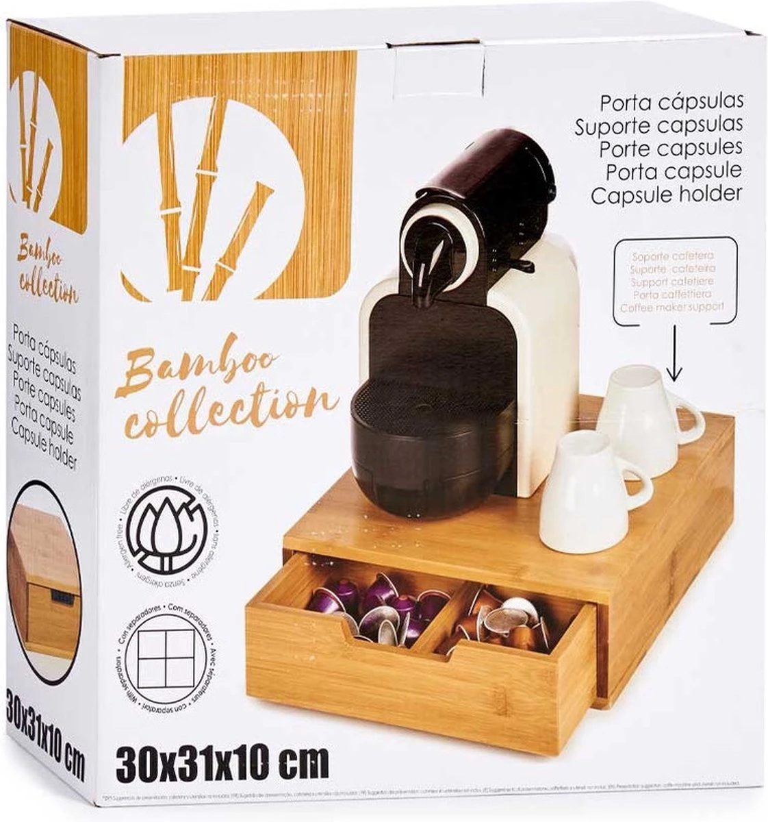 Koffie Cup/capsule Houder/dispenser Lade Bamboe Hout 30 X 30 X 10 Cm - Ladekastje Nespresso/dolce Gusto Cups 3 Koffie Cup/capsule Houder/dispenser Lade Bamboe Hout 30 X 30 X 10 Cm - Ladekastje Nespresso/dolce Gusto Cups - Afbeelding 3
