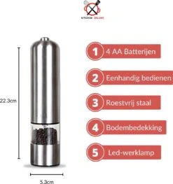 Kitchen Deluxe® Elektrische Zout- En Pepermolen Set – Inclusief Kookboek – Pepermolen - Peper En Zoutmolen Set- Verstelbare Maalgraad - Zeezout én Kruidenmixes -Merkloos Winkel 1125x1200 2