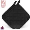 TAVAS Mooi Zwart Pannenlappen 2 Stuks Hittebestendige Pannenlapset Katoen, Thermolite Tot 220°C