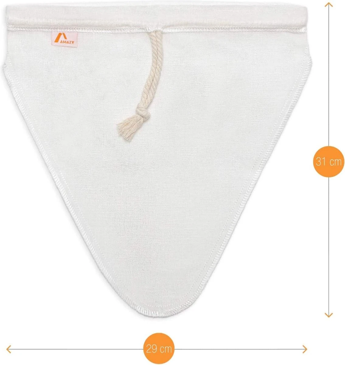 Amazy Set Van 2 Notenmelkzakken Van Hennep Incl. Inzetstuk Met Applicatietips | 100% Natuurlijk - Veelzijdig Zeefdoek Voor Het Bereiden Van Notenmelk, Groentesappen En Smoothies (2 Stuks | Driehoek) 2 Amazy Set Van 2 Notenmelkzakken Van Hennep Incl. Inzetstuk Met Applicatietips | 100% Natuurlijk - Veelzijdig Zeefdoek Voor Het Bereiden Van Notenmelk, Groentesappen En Smoothies (2 Stuks | Driehoek) - Afbeelding 2