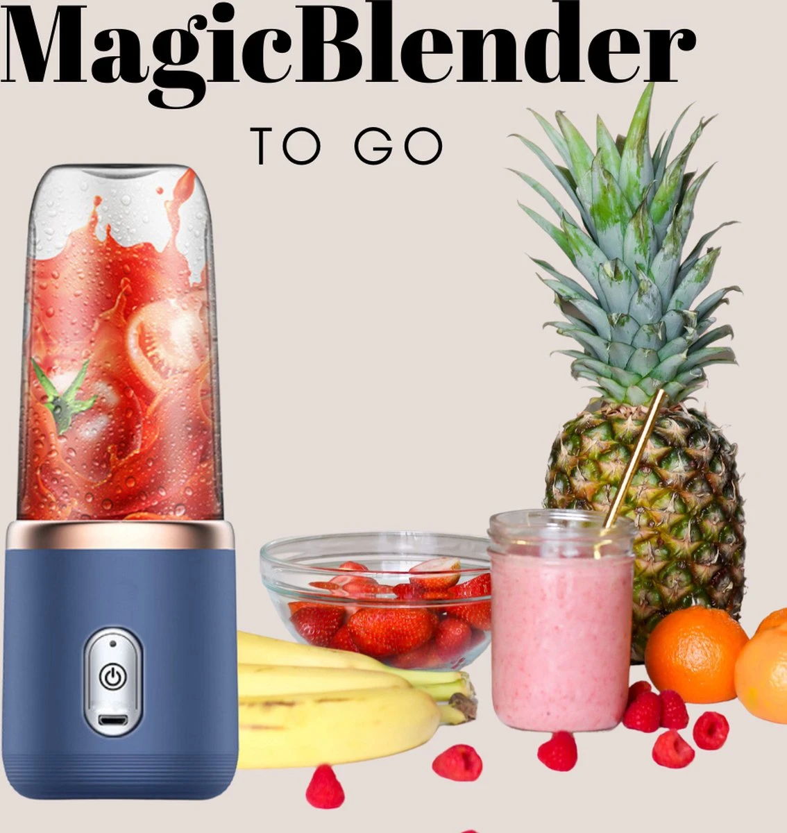 MagicBlender To Go - Draagbare Blender - Blauw - Oplaadbaar - Smoothiemaker To Go - Behoud Jouw Gezonde Voornemens - Maak Gemakkelijk En Snel Jouw Smoothies Voor Onderweg! - Met Extra Beker En Deksel 1 MagicBlender To Go - Draagbare Blender - Blauw - Oplaadbaar - Smoothiemaker To Go - Behoud Jouw Gezonde Voornemens - Maak Gemakkelijk En Snel Jouw Smoothies Voor Onderweg! - Met Extra Beker En Deksel