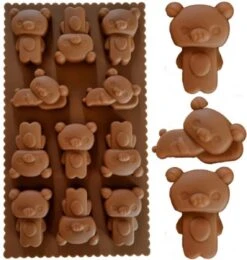 Luxe Siliconen Mal 21.5 X 12 X 2 Cm - 'Schattige Beertjes' - Maak Je Eigen Ijsklontjes / Chocolade Praline Vorm - Snoep Bonbon - Sierraden