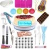 Taart En Cake Decoratie Set – Taart Bakken Accessoires Set – Taartversiering - Draaiplateau - RVS Spuitmondjes - 112 Delige