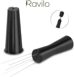 Ravilo® WDT Tool Compact Met 5 Naalden - Zwart - Espresso Distributie Tool - Weiss Distribution Technique - WDT Distribution Tool