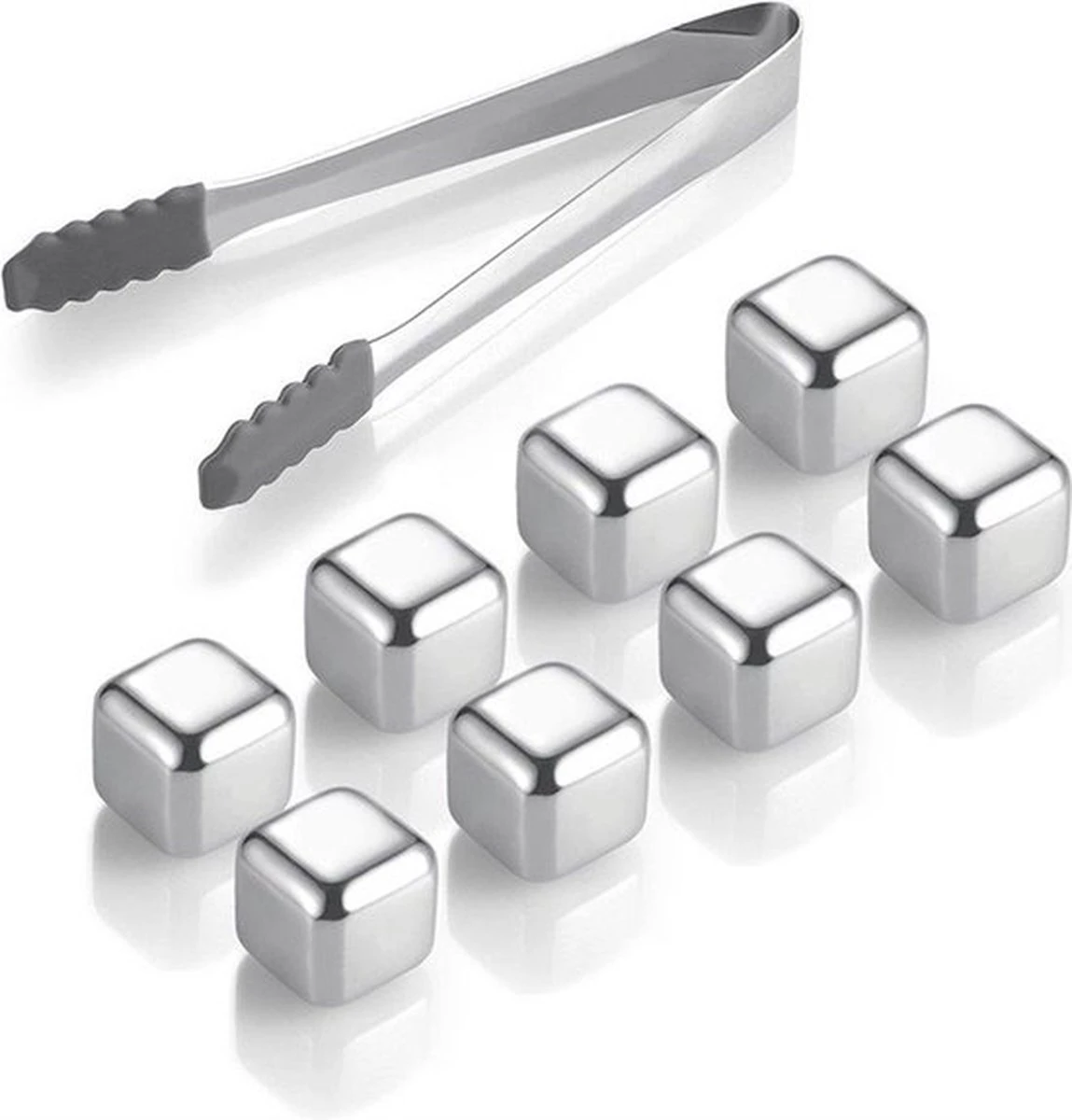 IGOODS Whiskey Stones Set (8 Stuks) Incl. Tang - Whisky Stenen - RVS - Herbruikbare Ijsblokjes - Icecubes Met Tang 8 Stuks 1 IGOODS Whiskey Stones Set (8 Stuks) Incl. Tang - Whisky Stenen - RVS - Herbruikbare Ijsblokjes - Icecubes Met Tang 8 Stuks