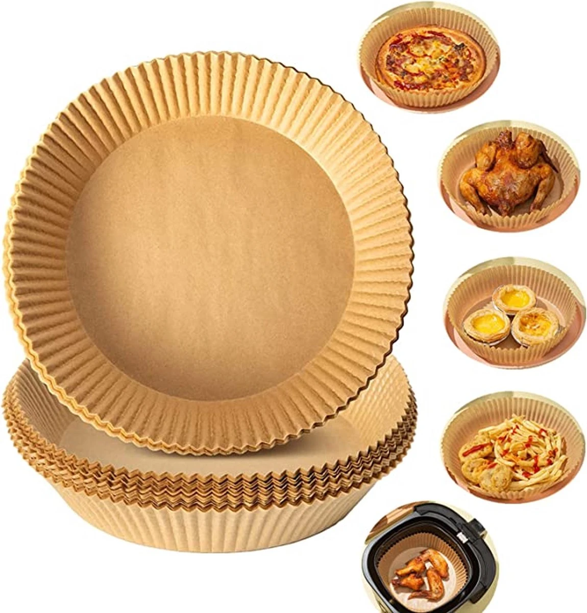 ByLife® Airfryer Bakpapier - Wegwerpbakjes Voor Airfryer - 100 Stuks - 20 CM 11 ByLife® Airfryer Bakpapier - Wegwerpbakjes Voor Airfryer - 100 Stuks - 20 CM - Afbeelding 11