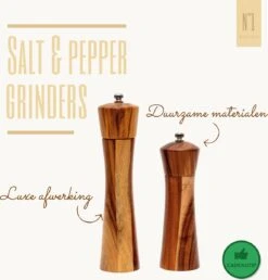 Peper En Zoutmolen Set - 22CM - Pepermolen - Zoutmolen - 2 Stuks - Acacia Hout - Instelbare Maalgraad - Duurzaam - Luxe Kwaliteit - Hervulbaar - Barbecue - BBQ Accesoires - Zout Peper Kruiden - Sinterklaas - Kerst -Merkloos Winkel 1151x1200 2