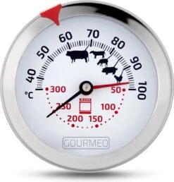 GOURMEO® 2-in-1 Vleesthermometer (vlees En Oventemperatuur) Van Roestvrij Staal Met Gaarpuntweergave, Braadthermometer, Grillthermometer, Oventhermometer