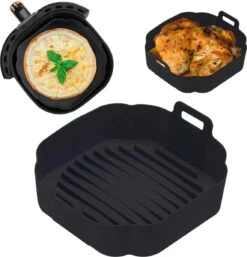 Consumerce® Premium Vierkante Siliconen Bakplaat Voor AirFryer Zwart (18cm) – AirFryer Accesoires – AirFryer Bakjes Siliconen – AirFryer Siliconen Bakje – AirFryer Bakpapier Siliconen – AirFryer Bakpapier XL – AirFryer Bakje AirFryer Bakvorm
