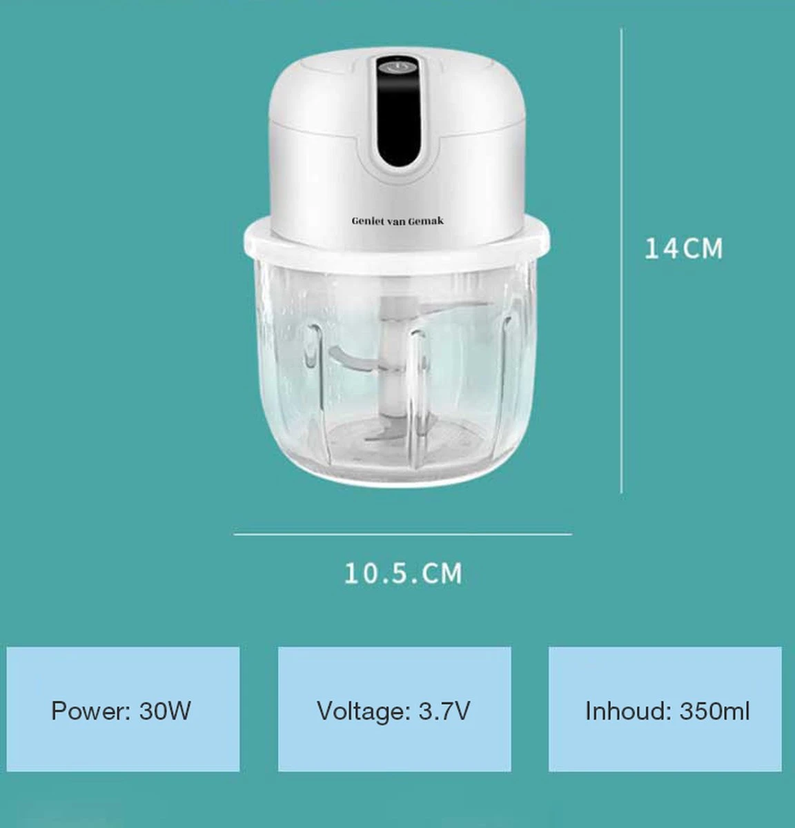 Geniet Van Gemak® | Elektrische Uiensnijder | Voor Al Je Groenten, Kruiden Of Knoflook | Oplaadbaar | Draadloos | Compact 8 Geniet Van Gemak® | Elektrische Uiensnijder | Voor Al Je Groenten, Kruiden Of Knoflook | Oplaadbaar | Draadloos | Compact - Afbeelding 8