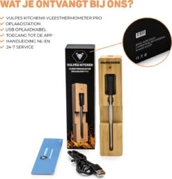 Vulpes Kitchen® Vleesthermometer Pro - Draadloos - Bluetooth & App - 2 In 1 Oventhermometer - RVS & Fast Charger - 30 Meter -Merkloos Winkel 1153x1200 8