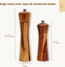 Peper En Zoutmolen Set - 22CM - Pepermolen - Zoutmolen - 2 Stuks - Acacia Hout - Instelbare Maalgraad - Duurzaam - Luxe Kwaliteit - Hervulbaar - Barbecue - BBQ Accesoires - Zout Peper Kruiden - Sinterklaas - Kerst -Merkloos Winkel 1154x1200 2