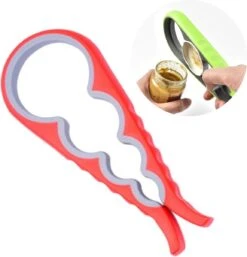 Merkloos 4-in-1 Allesopener - Universeel - Voor Deksels En Potten - Dekselopener - Potopener - Flesopener - Pot Opener - Fles Opener - Pottenopener - Flesopener - Reuma Hulp - Rood / Grijs