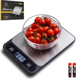 Caxina Multifunctionele Precisie Keukenweegschaal - Met Terra Functie - RVS Weegschaal Keuken - Incl Batterijen - Zwart