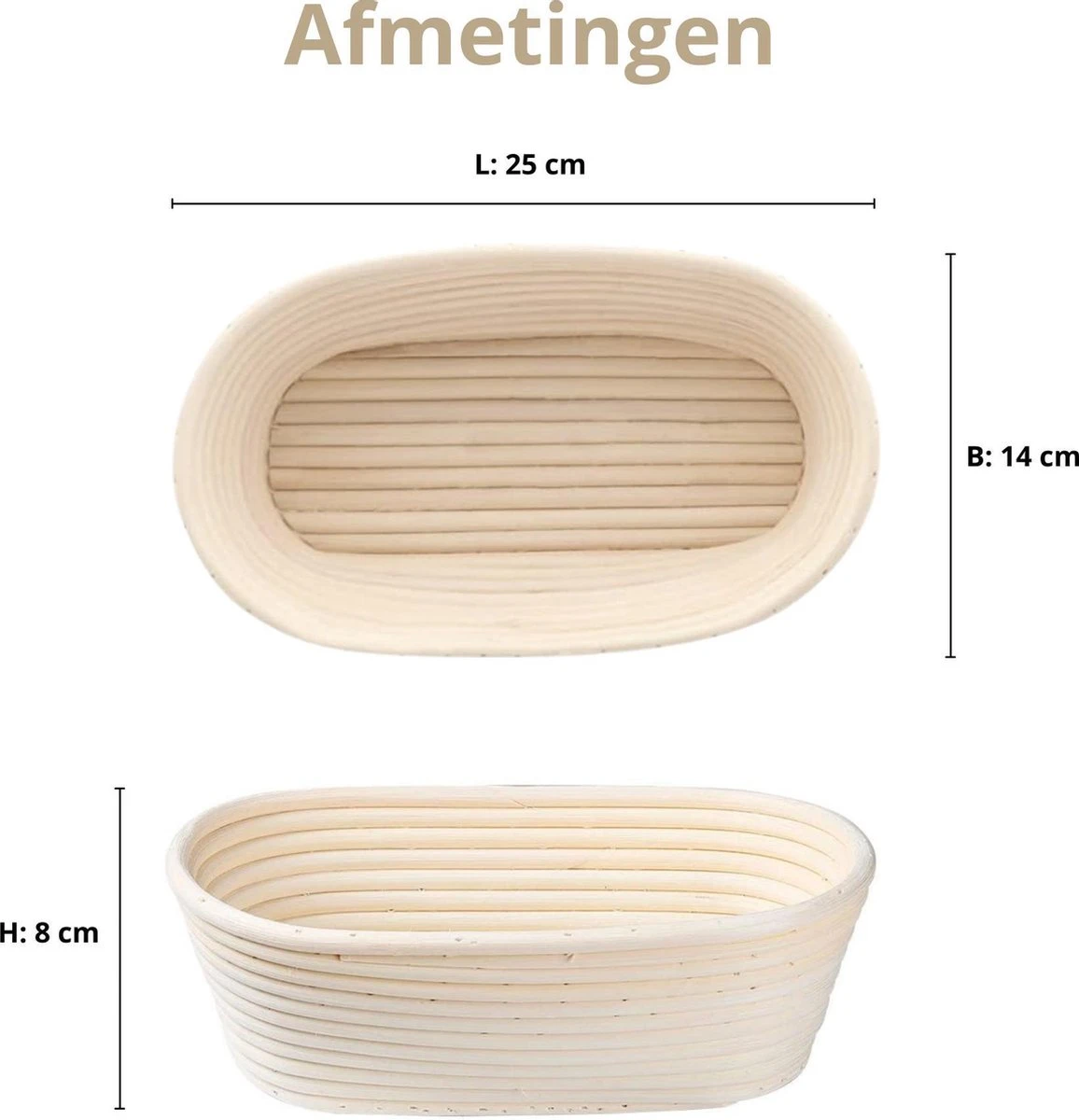 ML Kitchen Rijsmandje Ovaal - Inclusief Deegmesje En Deegkleed - Rijsmand Banneton - Zuurdesem - 25x14 Cm 2 ML Kitchen Rijsmandje Ovaal - Inclusief Deegmesje En Deegkleed - Rijsmand Banneton - Zuurdesem - 25x14 Cm - Afbeelding 2